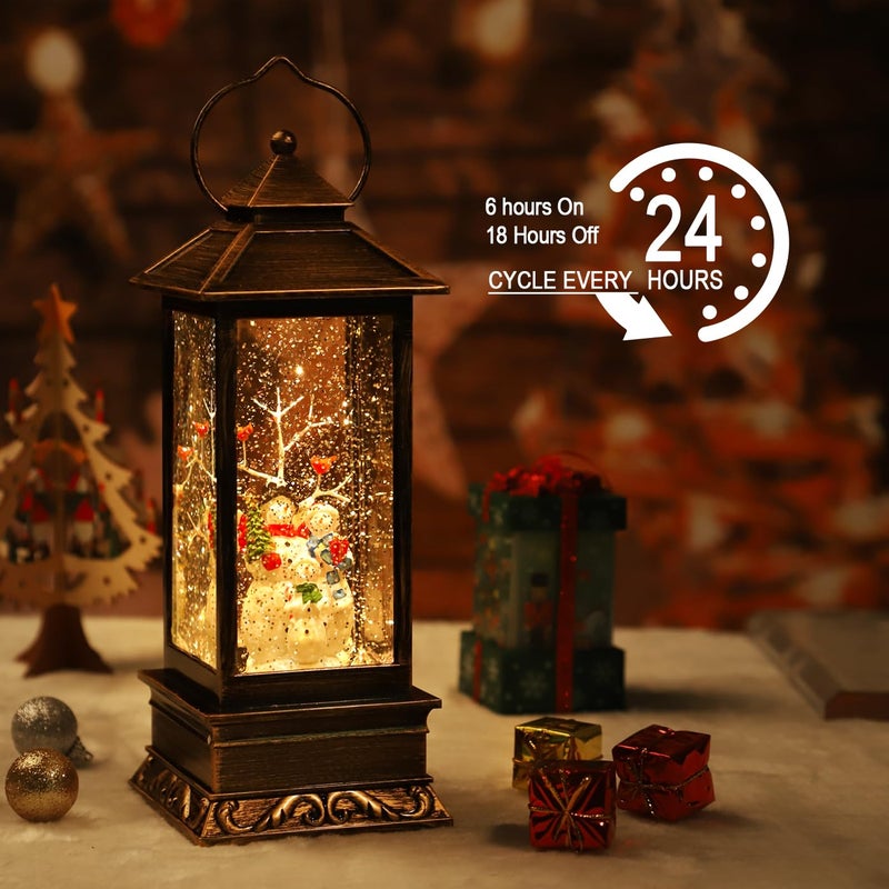 JEDAWN Christmas Snow Globe Lantern Christmas Decorations for Home  Snowman Family Music Water Lantern  USB and Battery Operated Singing Snow Globe Holiday Decorations Gifts for Family  Children or Friends - Image 2